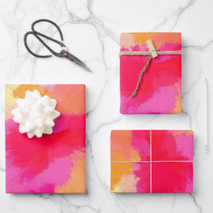 Rosa, orange und gelbe Farben Geschenkpapier Set