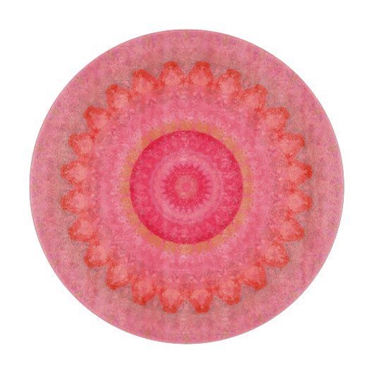 Rosa, orange und gelbe Mandala Schneidebrett (Vorderseite)