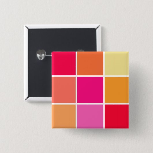 Rosa, orange und gelbe Quadrate Button (Vorne & Hinten)