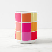 Rosa, orange und gelbe Quadrate Kaffeetasse (Mittel)