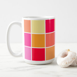 Rosa, Orange und Gelbe Quadrate Kaffeetasse