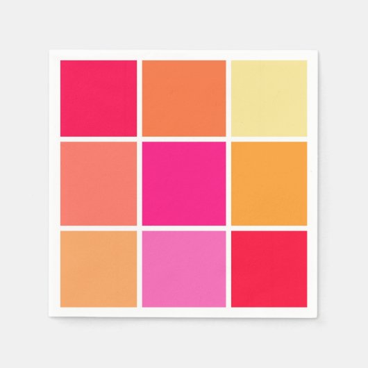 Rosa, orange und gelbe Quadrate Serviette (Vorderseite)