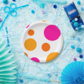 ROSA ORANGE UND GELBER TUPFEN-PAPPTELLER PAPPTELLER (Party)