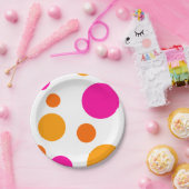 ROSA ORANGE UND GELBER TUPFEN-PAPPTELLER PAPPTELLER (Party)