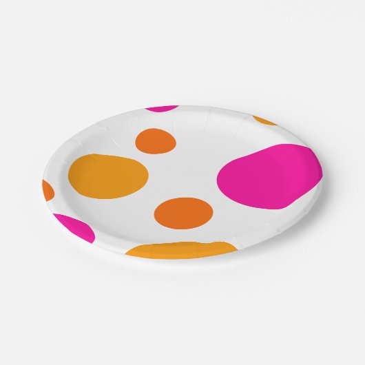 ROSA ORANGE UND GELBER TUPFEN-PAPPTELLER PAPPTELLER (Schrägansicht)