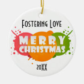 Rosa, Orange und Grün Frohe Weihnachtsgeschenk Fot Keramikornament (Vorne)