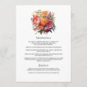 Rosa, orange und grüne Blumenhochzeit Menükarte (Rückseite)