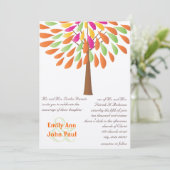 Rosa Orange und Grüne Moderne Blume Hochzeit Einladung (Stehend Vorderseite)