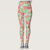 rosa Orange- und Grünmuster der Blume Leggings (Vorderseite)