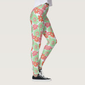 rosa Orange- und Grünmuster der Blume Leggings (Rechts)