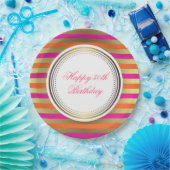 Rosa, orange und Imitate Metallische Goldrapen Pappteller (Party)