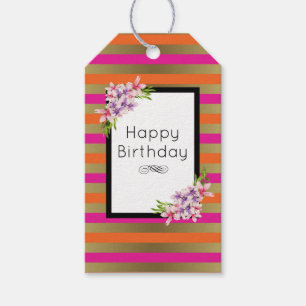 Rosa, Orange und Imitate Metallische Streifen mit  Geschenkanhänger