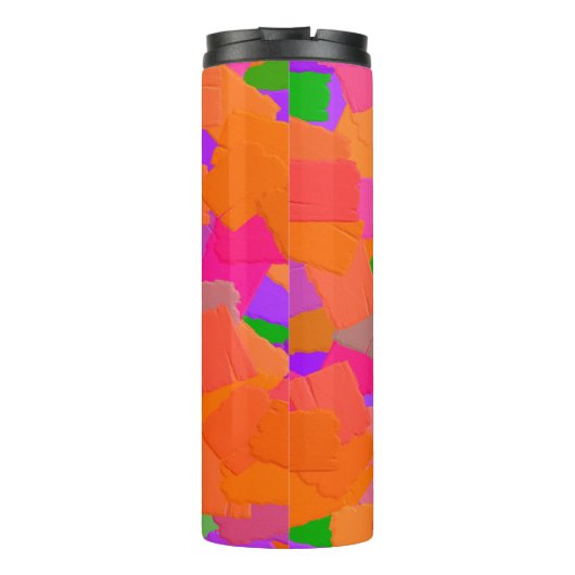 Rosa, orange und Lila Abstrakt Thermosbecher (Rückseite)