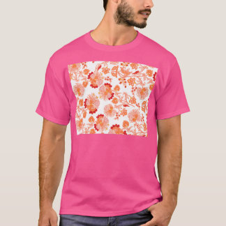 Rosa Orange und Rot schöne Blume Design T-Shirt