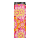 Rosa Orange und Rote Blume Power Retro Thermosbecher (Rückseite)
