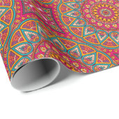 Rosa Orange und Roter Kreislauf Mandala Geschenkpapier (Rolleneckpunkt)
