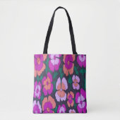 Rosa Orange- und Schwarz-Flora-Totbeutel Tasche (Vorderseite)