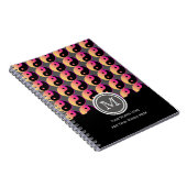 Rosa Orange und Schwarz Yang Monogram Notebook Notizblock (Rechte Seite)