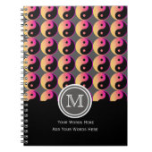Rosa Orange und Schwarz Yang Monogram Notebook Notizblock (Vorderseite)