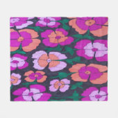 Rosa Orange und schwarze Blüten Fleecedecke (Vorderseite (Horizontal))