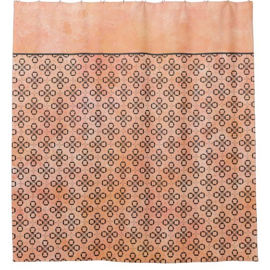 Rosa, orange und schwarzes Retro-Muster Duschvorhang (Vorderseite)