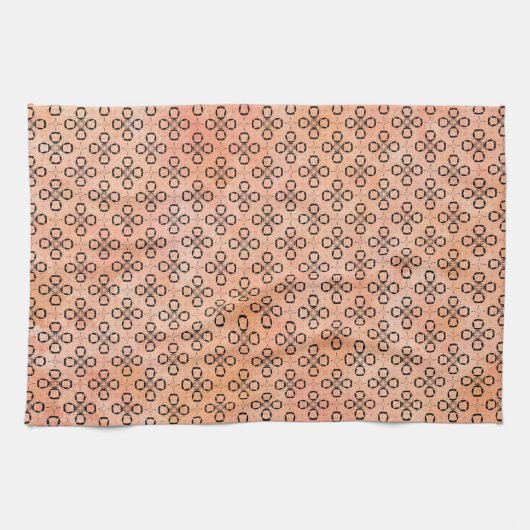 Rosa, orange und schwarzes Retro-Muster Geschirrtuch (Horizontal)