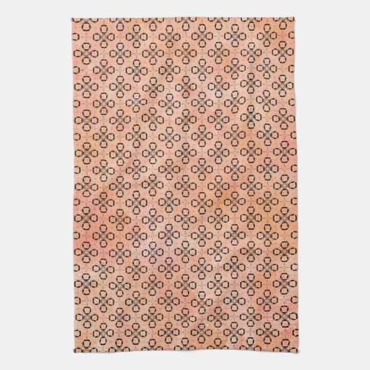 Rosa, orange und schwarzes Retro-Muster Geschirrtuch (Vertikal)