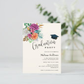 Rosa, Orange und Weiß Rosen Abschluss Einladung Postkarte (Stehend Vorderseite)