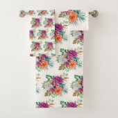 Rosa, Orange und Weiß Roses Blumenmuster Badhandtuch Set (Insitu)