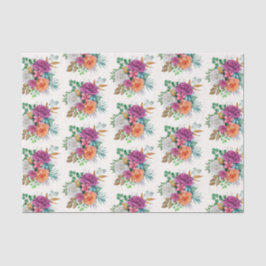 Rosa, Orange und Weiß Roses Blumenmuster Seidenpapier