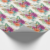 Rosa, Orange und Weiße Rosen Blumenstrauß Geschenkpapier (Ecke)