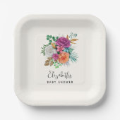 Rosa, Orange und Weiße Rosen Blumenstrauß Pappteller (Vorderseite)