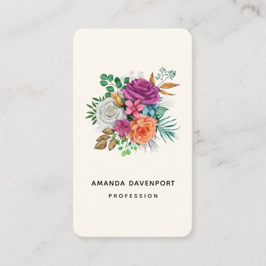 Rosa, Orange und Weiße Rosen Blumenstrauß Visitenkarte (Vorderseite)