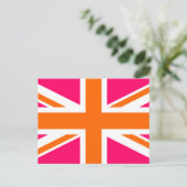 Rosa-orange Union Jack Postkarte (Stehend Vorderseite)