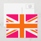 Rosa-orange Union Jack Postkarte (Vorne/Hinten)