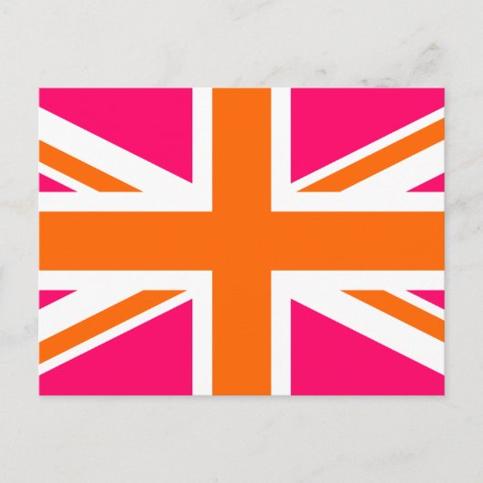 Rosa-orange Union Jack Postkarte (Vorderseite)