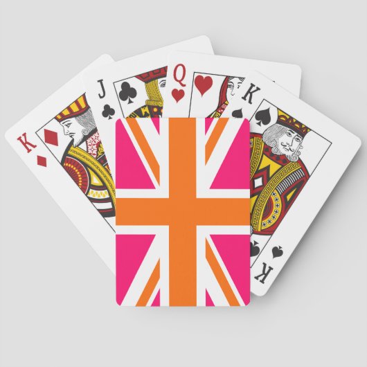 Rosa-orange Union Jack Spielkarten (Rückseite)