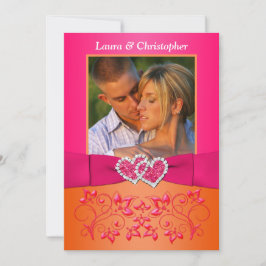 Rosa, orange verbindendes Herzen BLUMENFOTO laden Einladung