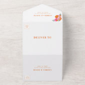 Rosa Orange Vibrannte Summer Floral QR Code Hochze All In One Einladung (Außenbereich)