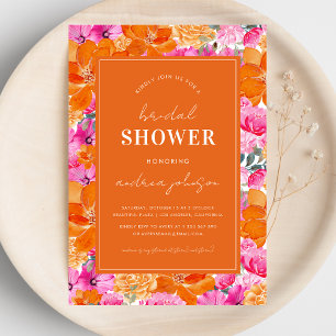 Rosa & orange Vibranntes Summer Garden Brautparty Einladung