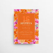 Rosa Orange Vibrant Garden Sweet 16 Birthday Party Einladung