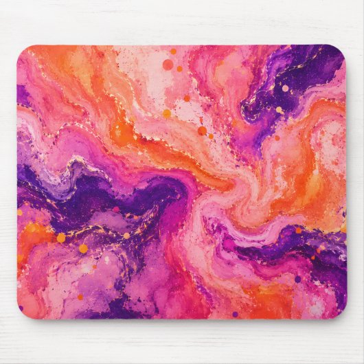 Rosa Orange Violetter Marmormuster Mousepad (Vorne)