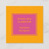 Rosa Orange-Visitenkarte Quadratische Visitenkarte (Vorderseite)