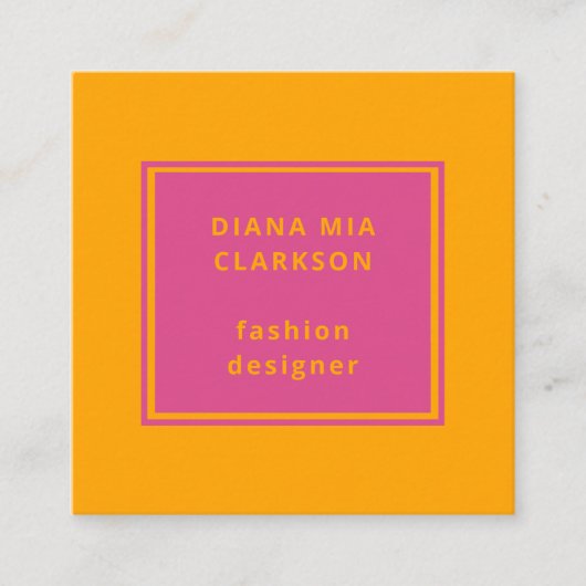 Rosa Orange-Visitenkarte Quadratische Visitenkarte (Vorderseite)