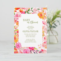 Rosa orange Wasserfarbe Blumen Baby Blüten Shower