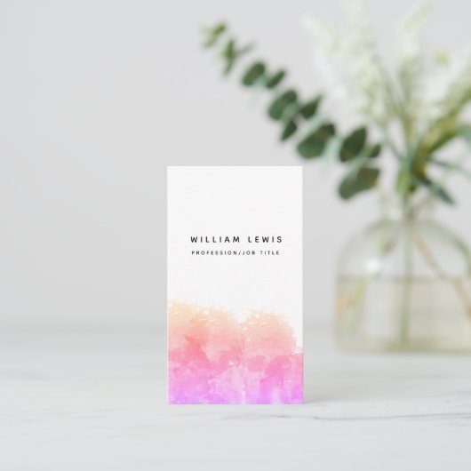 Rosa Orange Wasserfarbe QR Code Social Media Visitenkarte (Stehend Vorderseite)