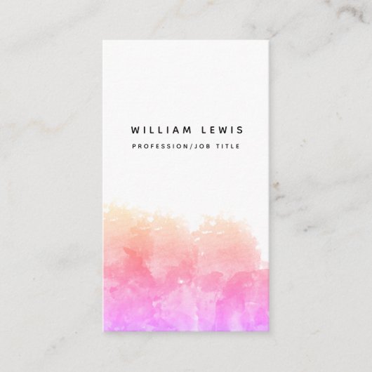 Rosa Orange Wasserfarbe QR Code Social Media Visitenkarte (Vorderseite)