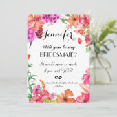 Rosa Orange Watercolor Garden Bridesmais Einladung (Stehend Vorderseite)