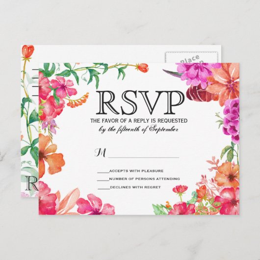 Rosa Orange Watercolor Garden UAWG Postkarten (Vorne/Hinten)