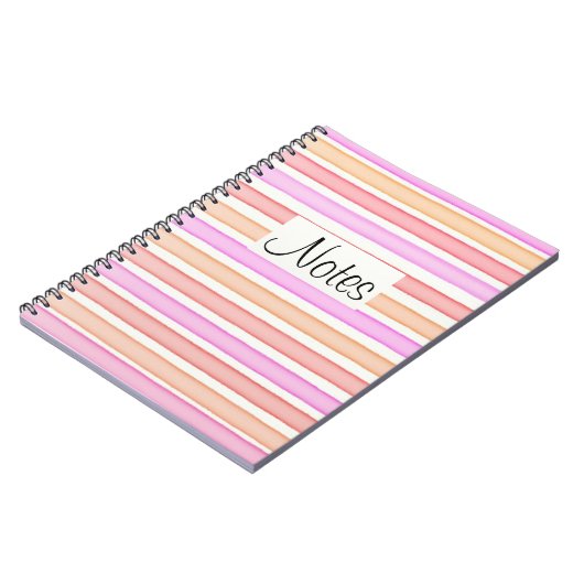 Rosa, orange, weiße Streifen Notizblock (Linke Seite)